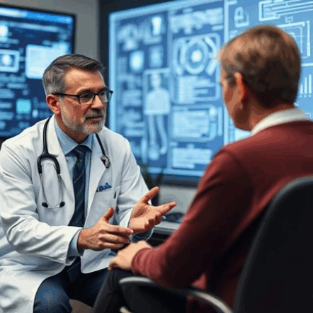 Consultant talking to patient